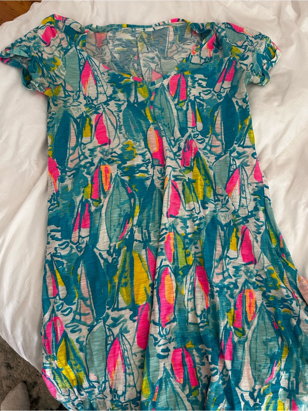 Lilly Pulitzer Sailboat Print Tshirt Dress Size Small